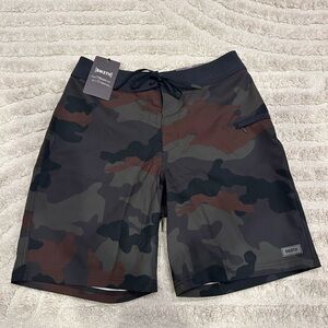 Men's Camo Swim Shorts - Black and Brown